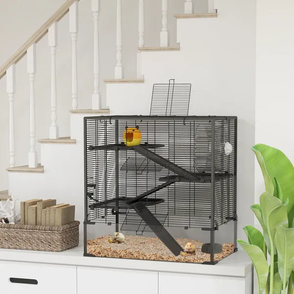 4 Tier Hamster Cage With Glass Bottom and Accessories