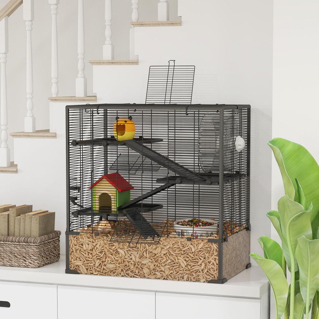 4 Tier Hamster Cage with Glass Bottom and Accessories