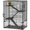 4 Tier Hamster Cage with Glass Bottom and Accessories – Black / 700x500x360 mm