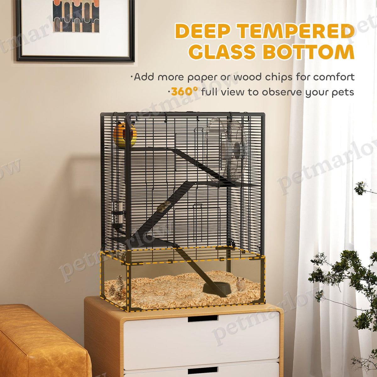 4 Tier Hamster Cage with Glass Bottom and Accessories – view 3