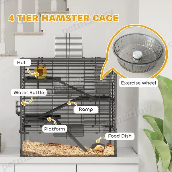 4 Tier Hamster Cage With Glass Bottom and Accessories – view 3