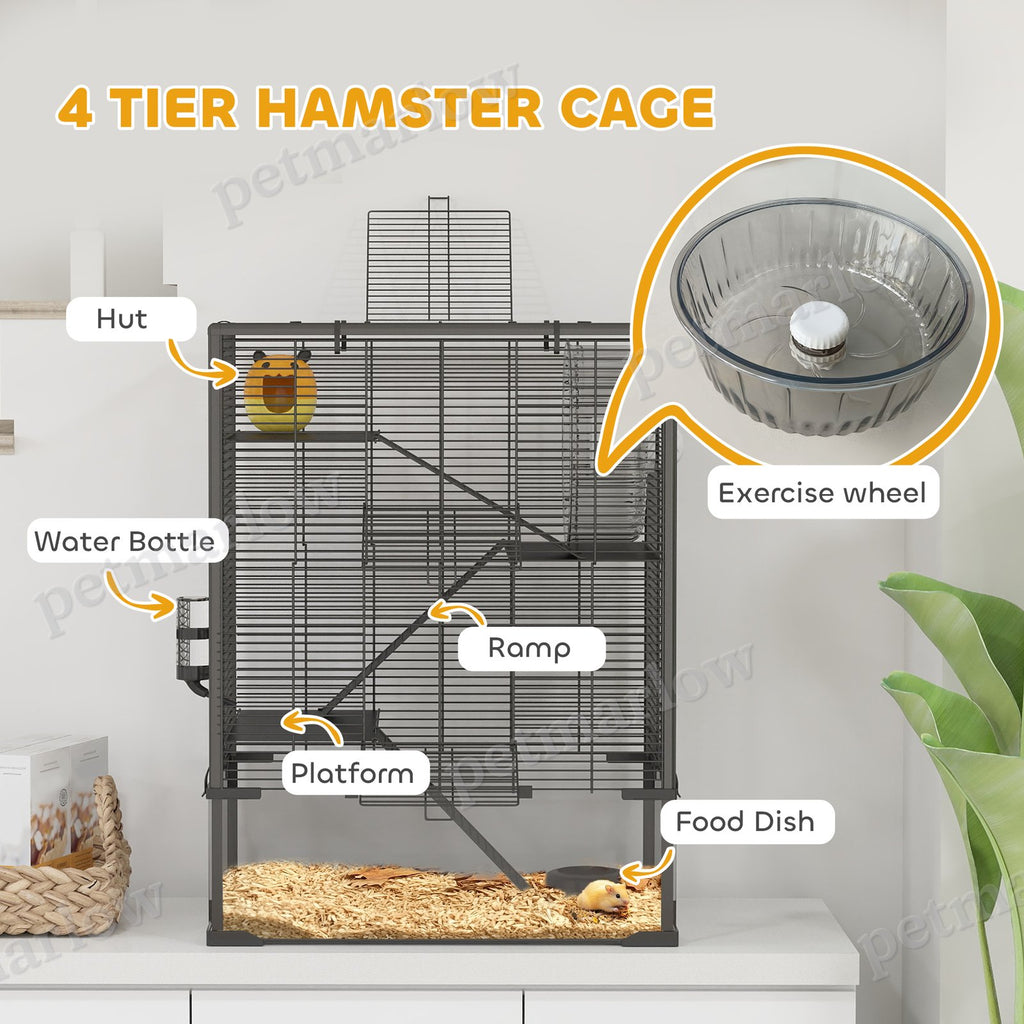 4 Tier Hamster Cage with Glass Bottom and Accessories – view 4
