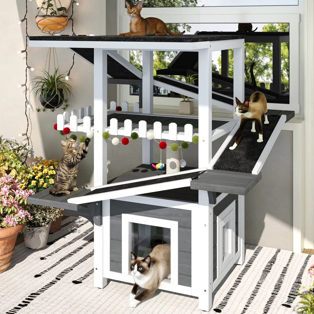 4-Tier Outdoor Cat House for Climbing and Play – Defaulttitle