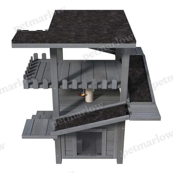 4-Tier Outdoor Cat House with Weatherproof Roof – view 3
