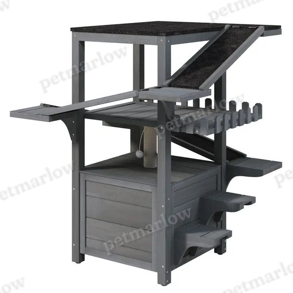 4-Tier Outdoor Cat House with Weatherproof Roof – view 5