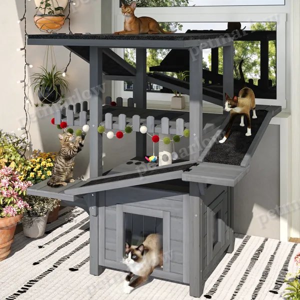 4-Tier Outdoor Cat House with Weatherproof Roof – view 6