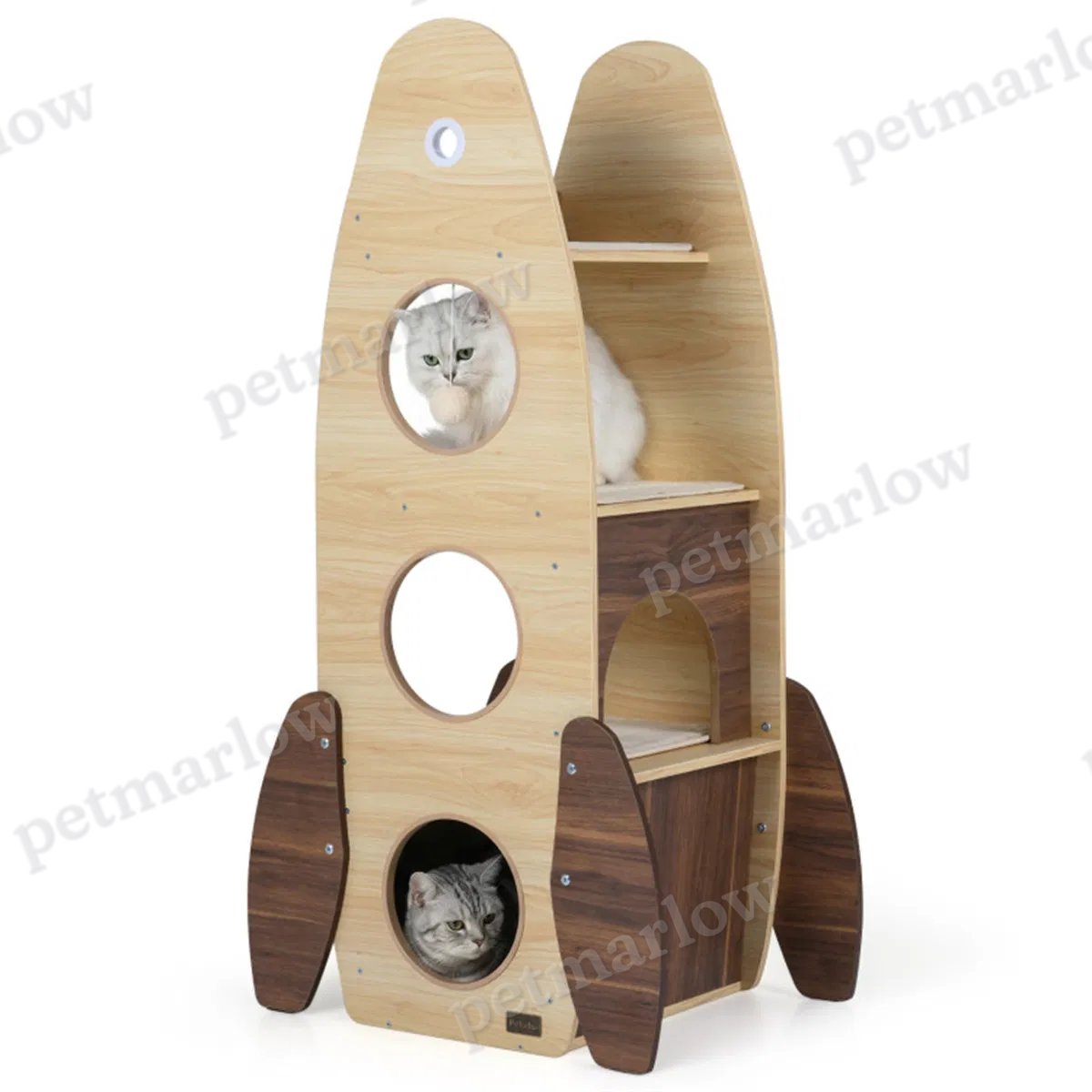 4-Tier Rocket Shape Cat Tree with Condo and Scratch Pad – view 5
