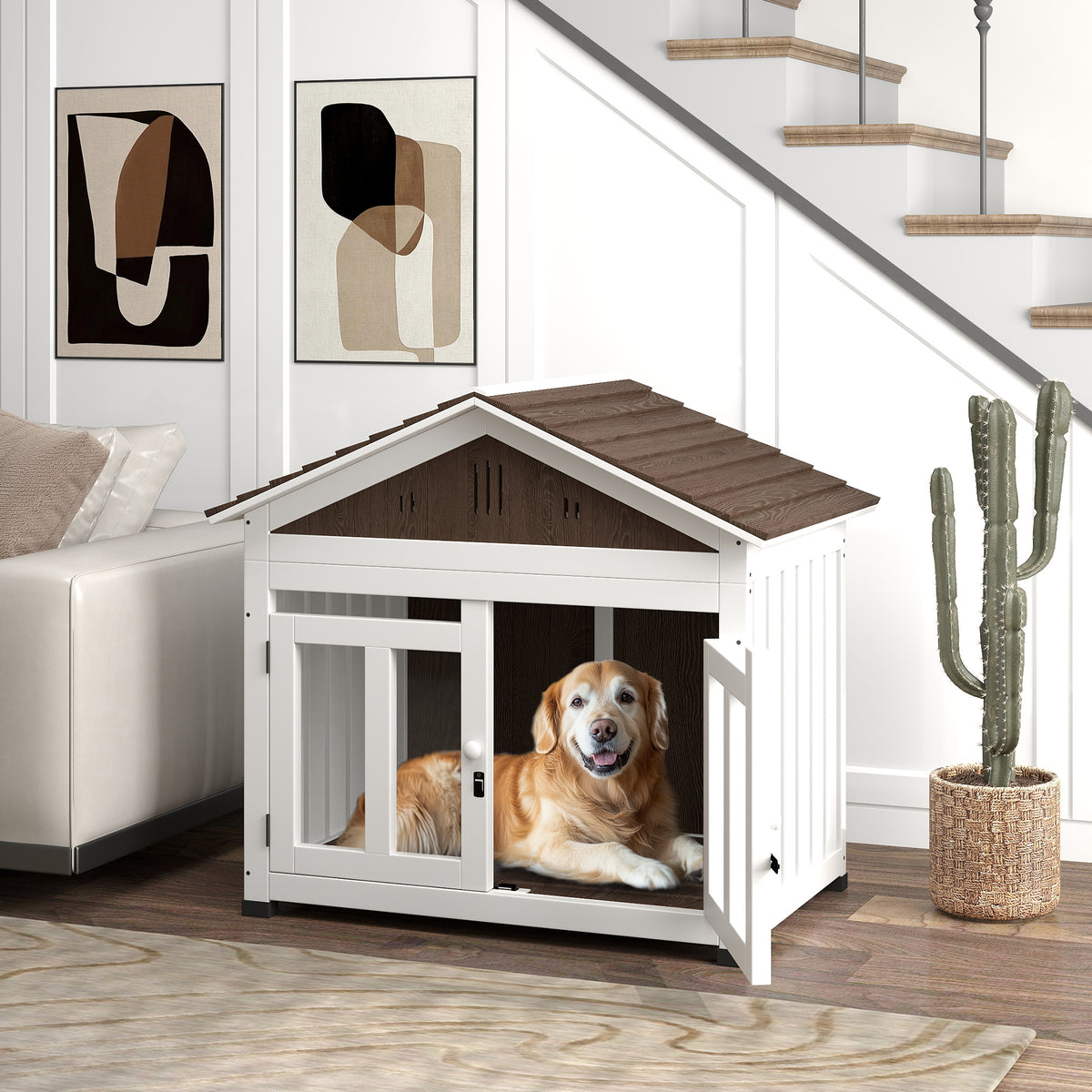 Wooden Dog House with Air Vents