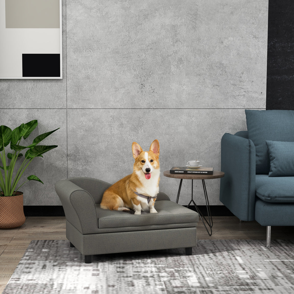 Pet Sofa Dog Sofa for Small Dogs with Storage, Gray – view 7