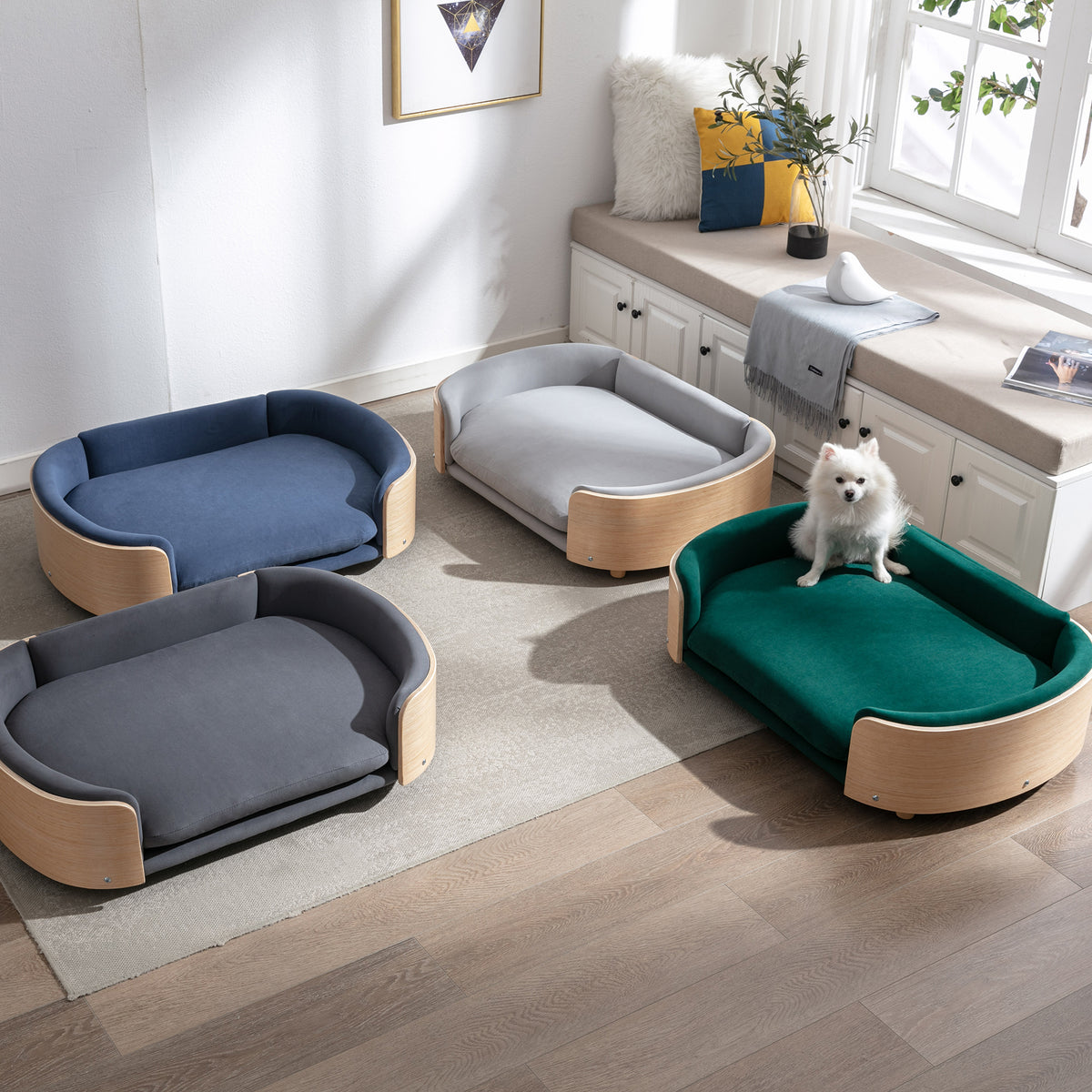 Elevated Dog Bed Sofa with Solid Wood Legs and Velvet Cushion – view 11