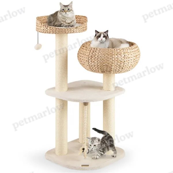 41 Inch Hand-Woven Water Hyacinth Cat Tree – view 5