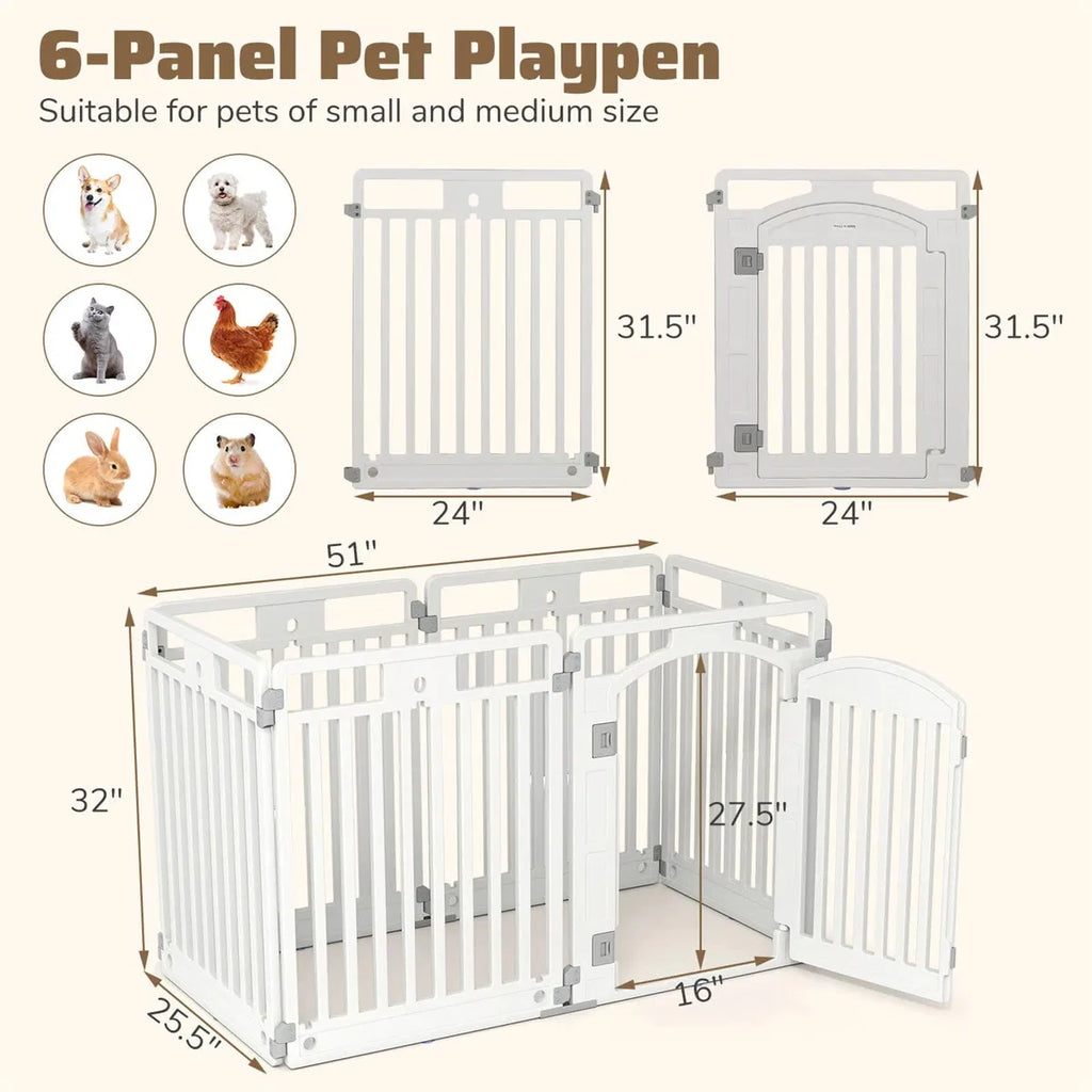 6-Panel Dog Playpen with Convertible Design and Lockable Door – view 9