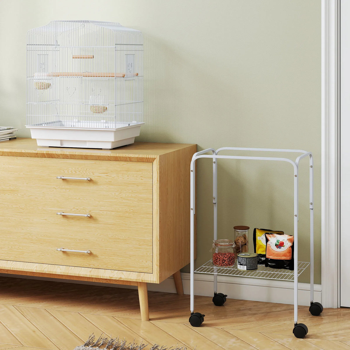 Bird Cage with Play Top and Storage Shelf for Small Birds – view 7