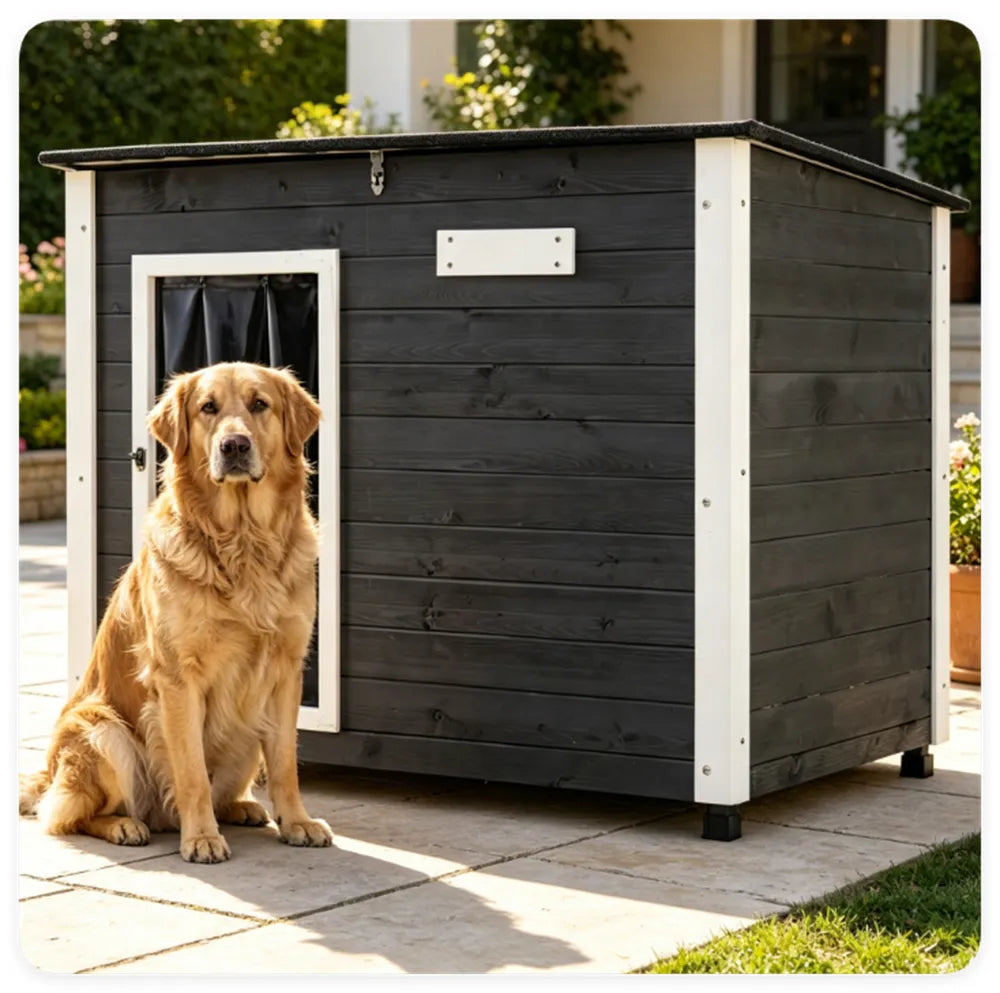 Outdoor Dog House with Sloped Asphalt Roof – view 2