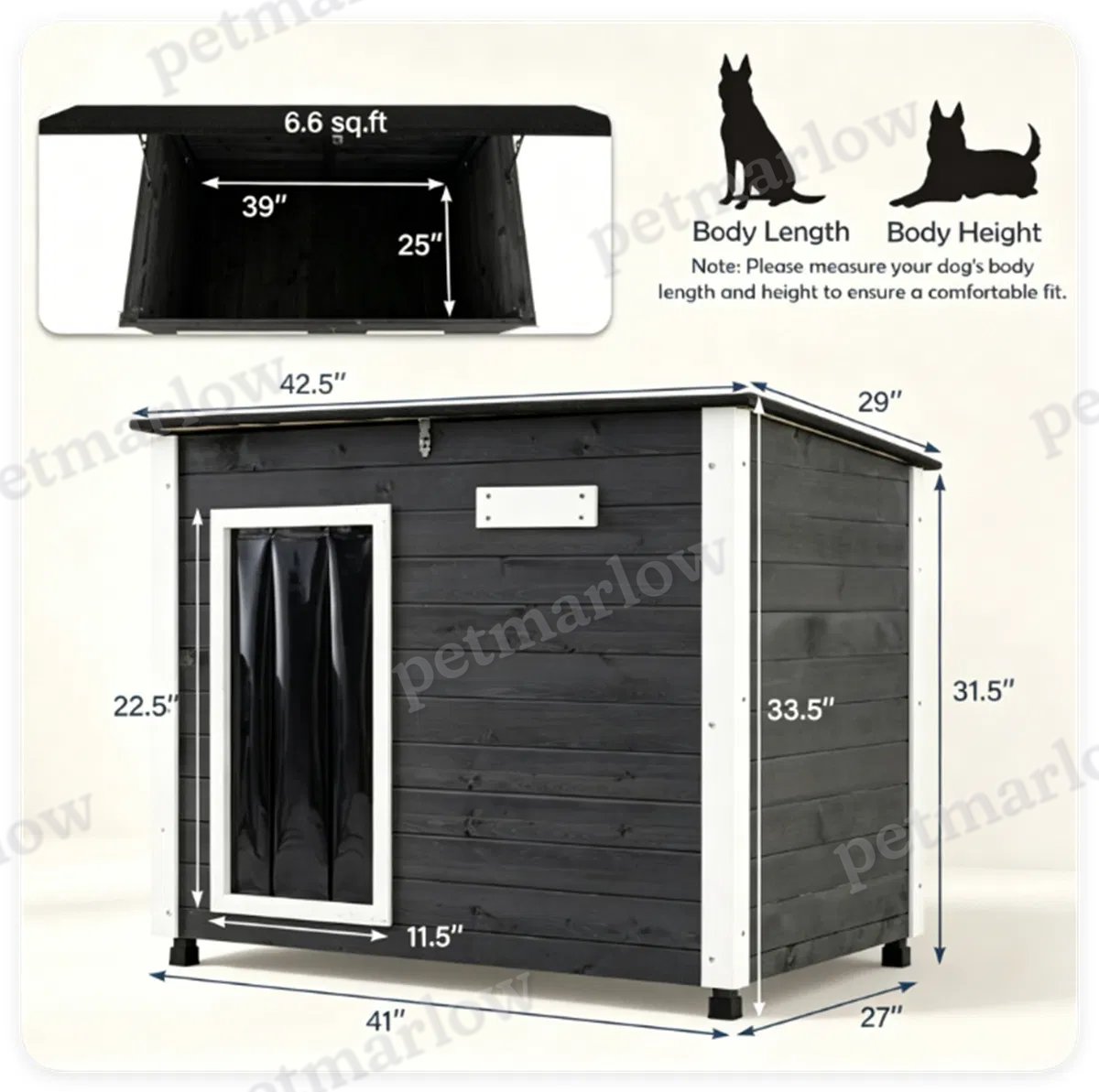 Outdoor Dog House with Sloped Asphalt Roof – view 3