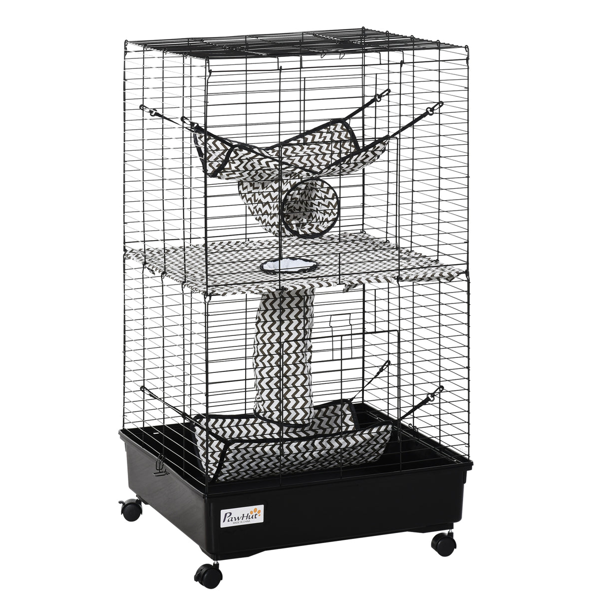 42" Small Animal Habitat with Wheels and Hammocks – black / 635x180x660 mm
