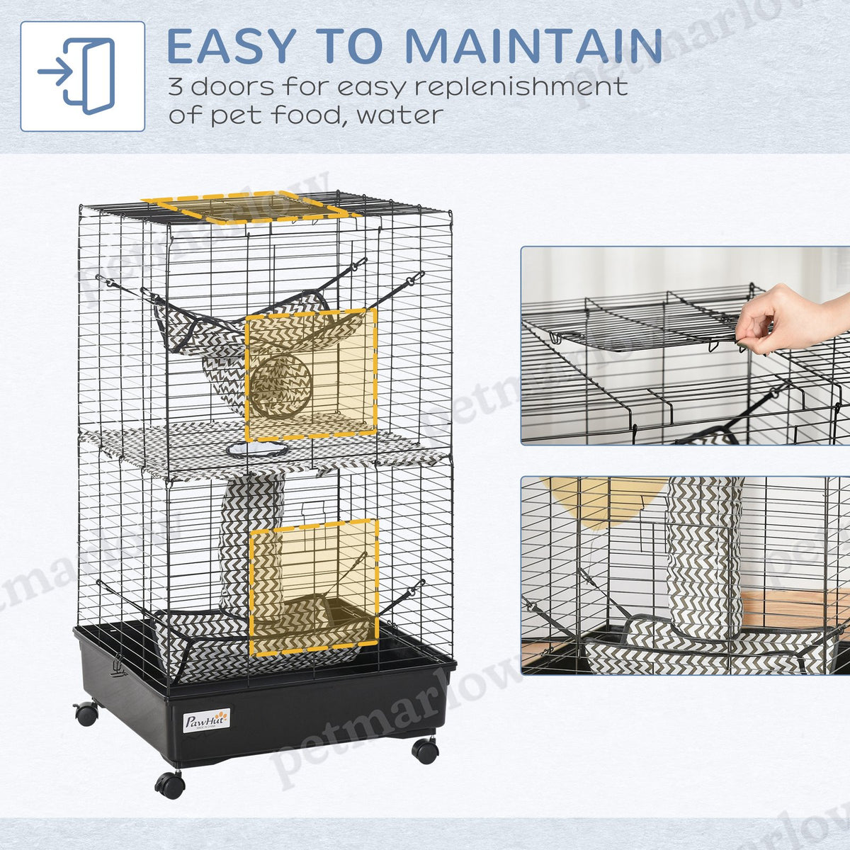 42" Small Animal Habitat with Wheels and Hammocks – view 3