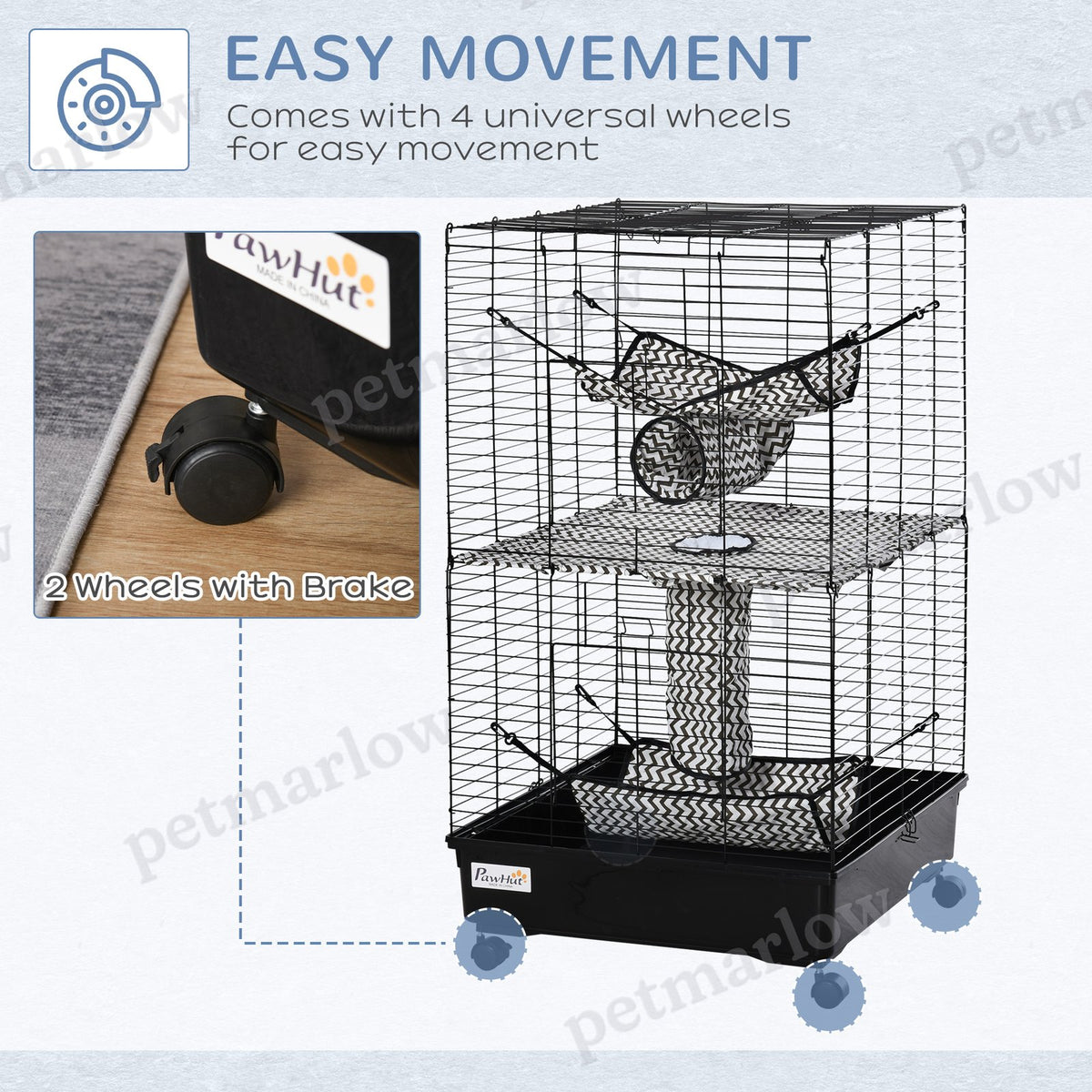 42" Small Animal Habitat with Wheels and Hammocks – view 6
