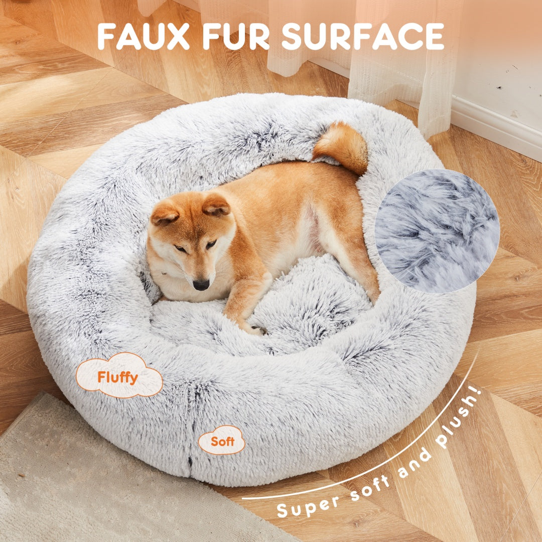 Round Faux Fur Donut Pet Bed