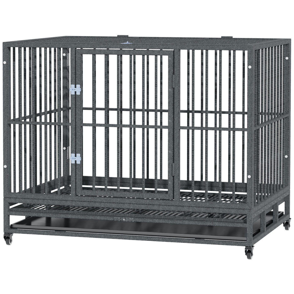 Heavy Duty Dog Crate Metal Cage with Wheels – Grey Vein / 1140x770x230 mm