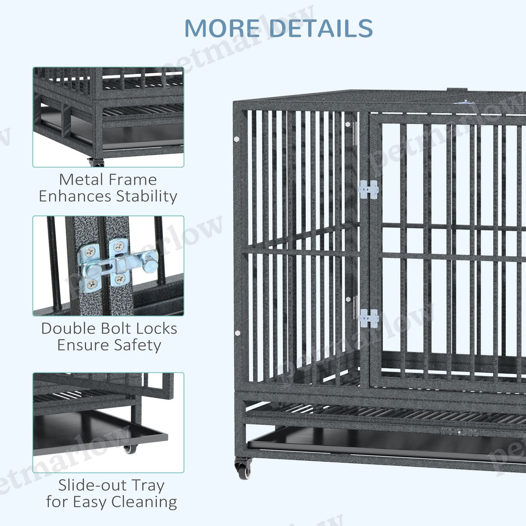 Heavy Duty Dog Crate Metal Cage with Wheels – view 6