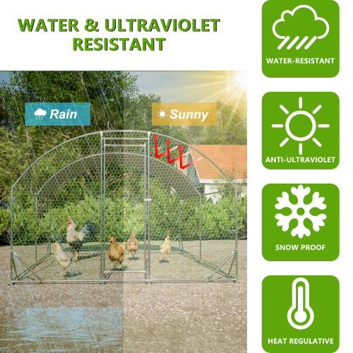 Large Metal Chicken Coop with Waterproof Cover for Poultry – view 12