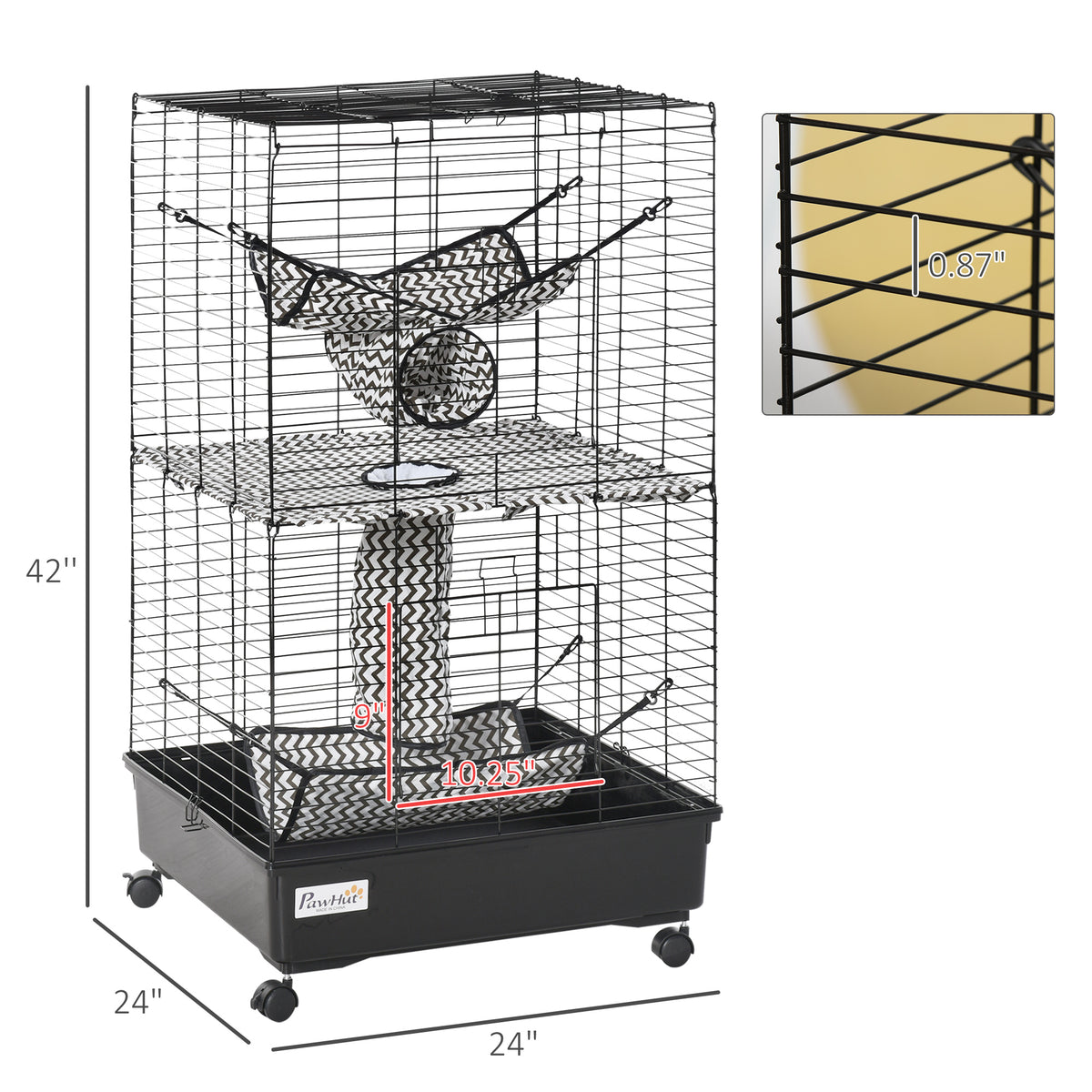 42" Small Animal Habitat with Wheels and Hammocks – view 9