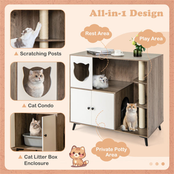 Cat Litter Box with Scratching Post and Play Area – view 10