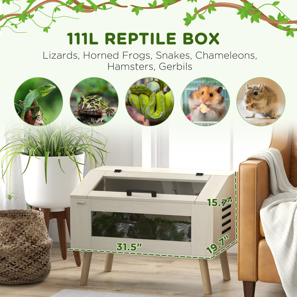 30 Gallon Reptile Tank with Open Top and Glass Windows – view 8