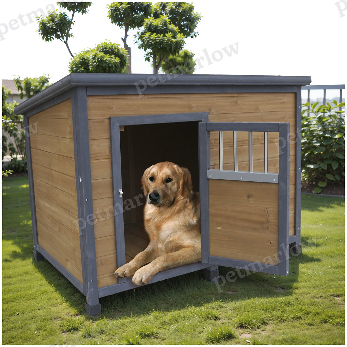 Large Solid Wood Dog House with Waterproof Roof – view 5