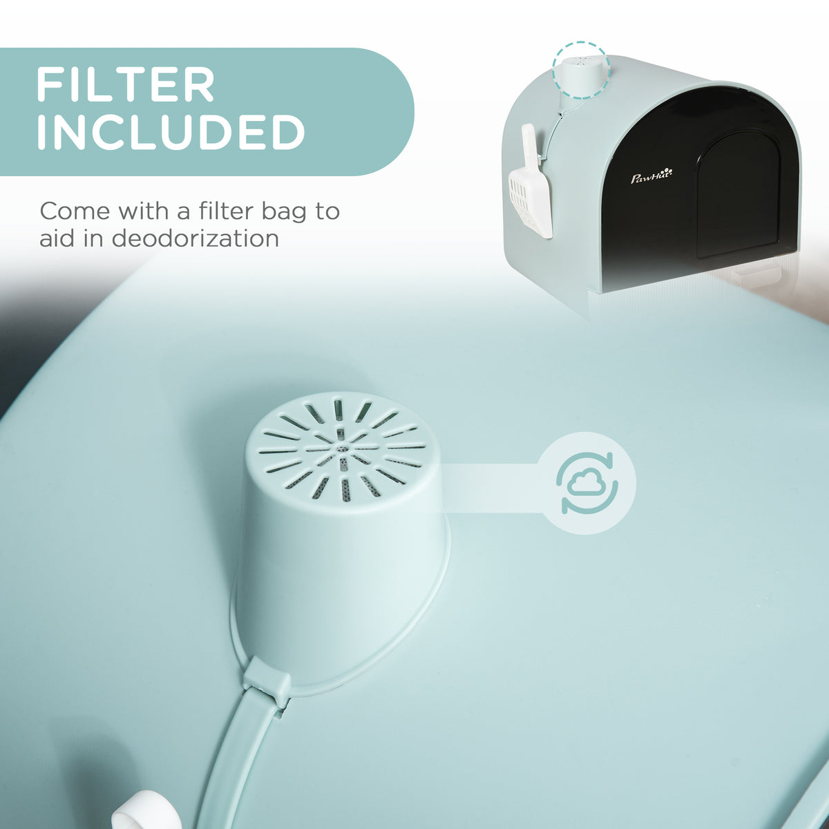 Fully Enclosed Cat Litter Box with Lid and Drawer Design – view 9
