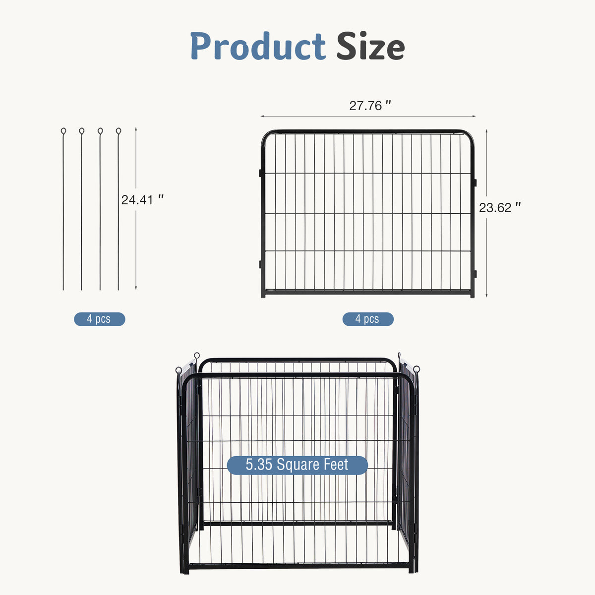 Foldable Metal Pet Fence with Door for Indoor and Outdoor Use – view 11