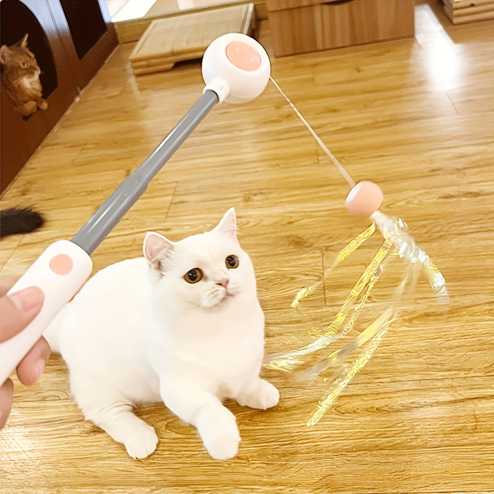 Cat Teaser Stick, Retractable Cat Wand With Replacement Head, Cat Feather Toy, Cat Interactive Toy For – view 8