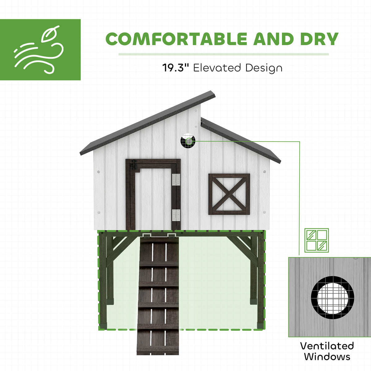 Chicken Coop with Nesting Box and Ramp for Small Animals – view 7