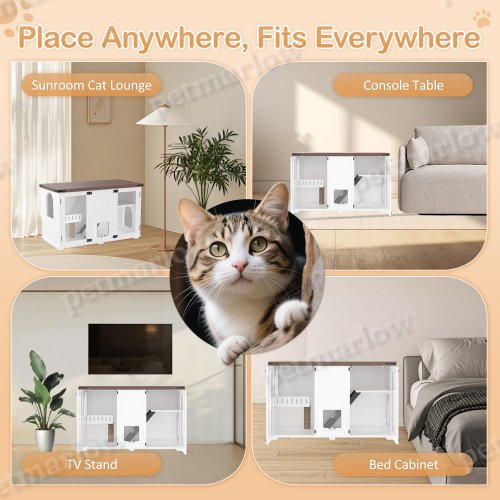 Large Cat Litter Box Enclosure with LED Light – view 4