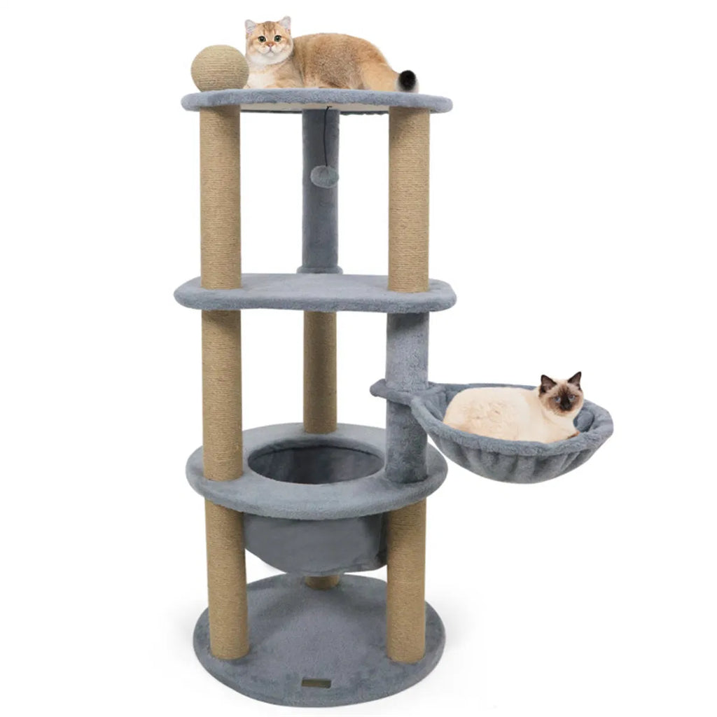 47" Cat Tower for Relaxation and Play in Light Grey
