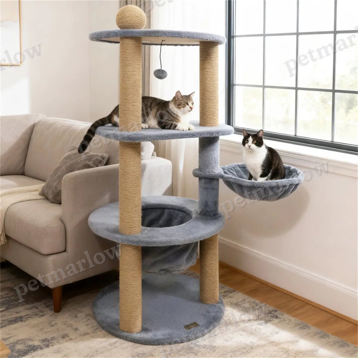 47" Cat Tower for Relaxation and Play in Light Grey – view 4