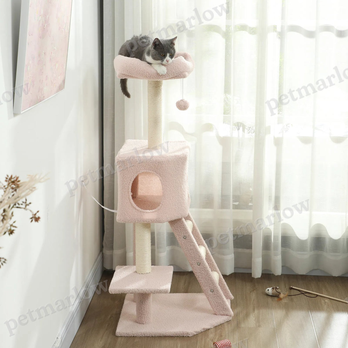 47" Tall Cat Tree Tower with Condo and Scratching Posts – view 6