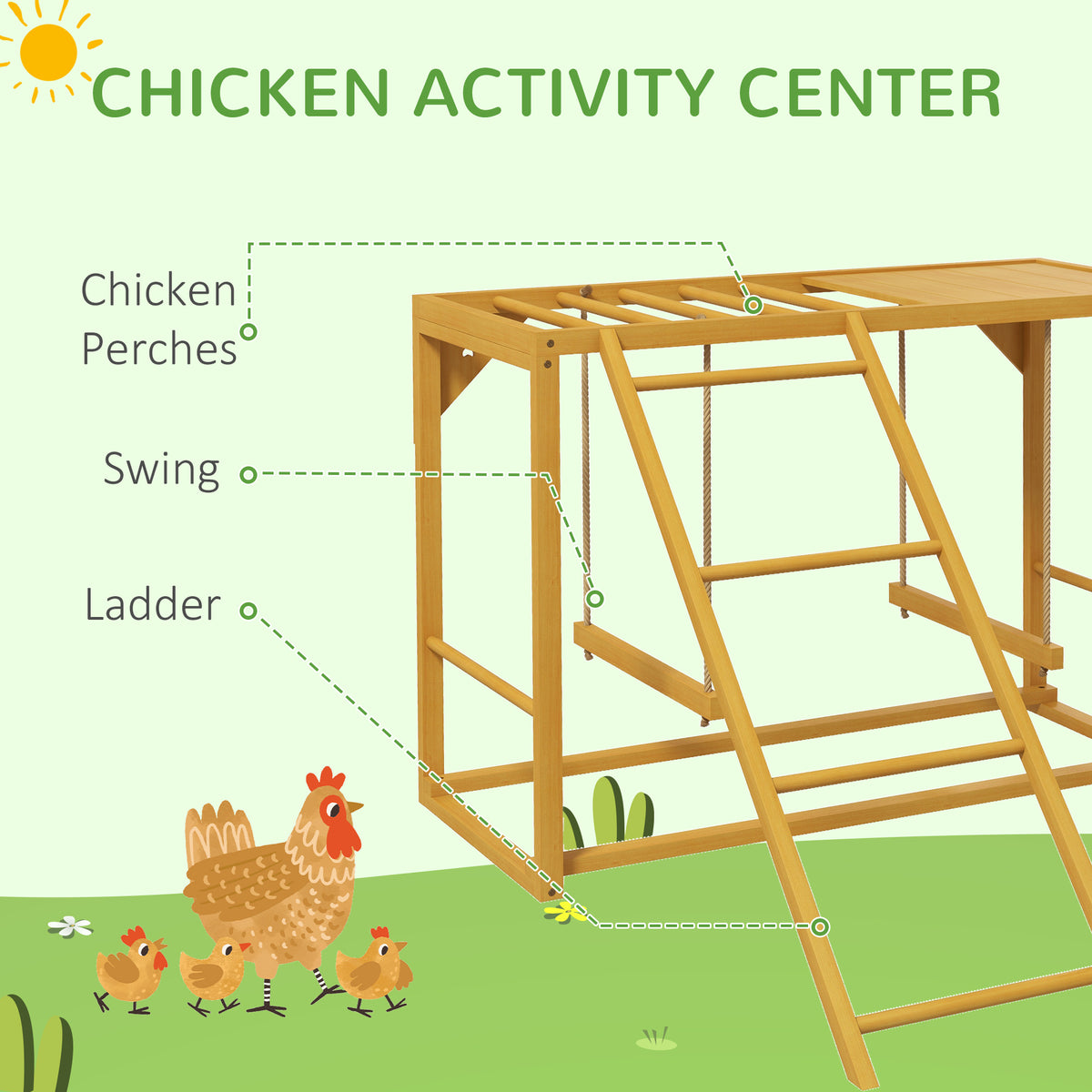Wooden Chicken Activity Play with Swing Set for Poultry – view 9
