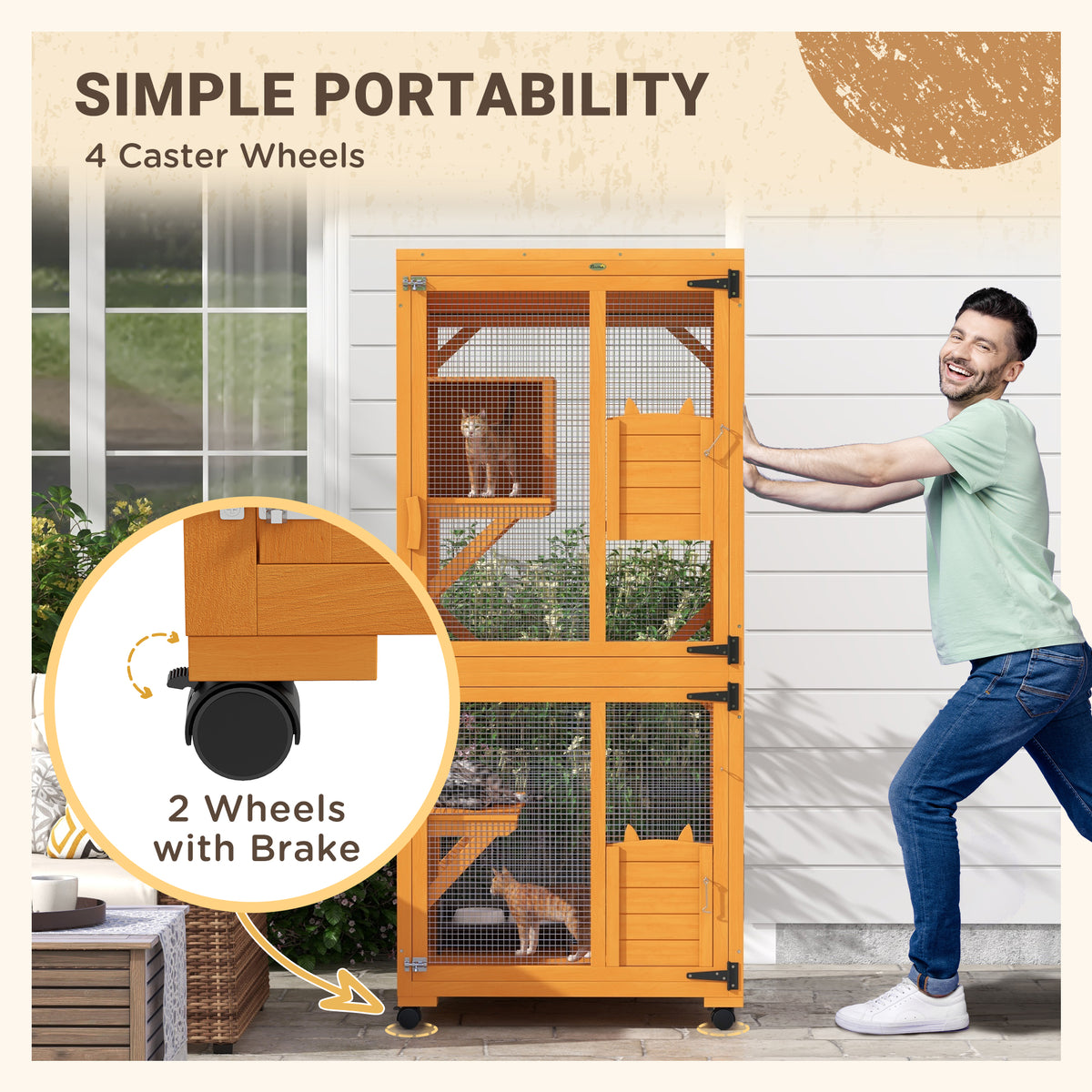 Large Cat House for 1-3 Cats on Wheels – view 7