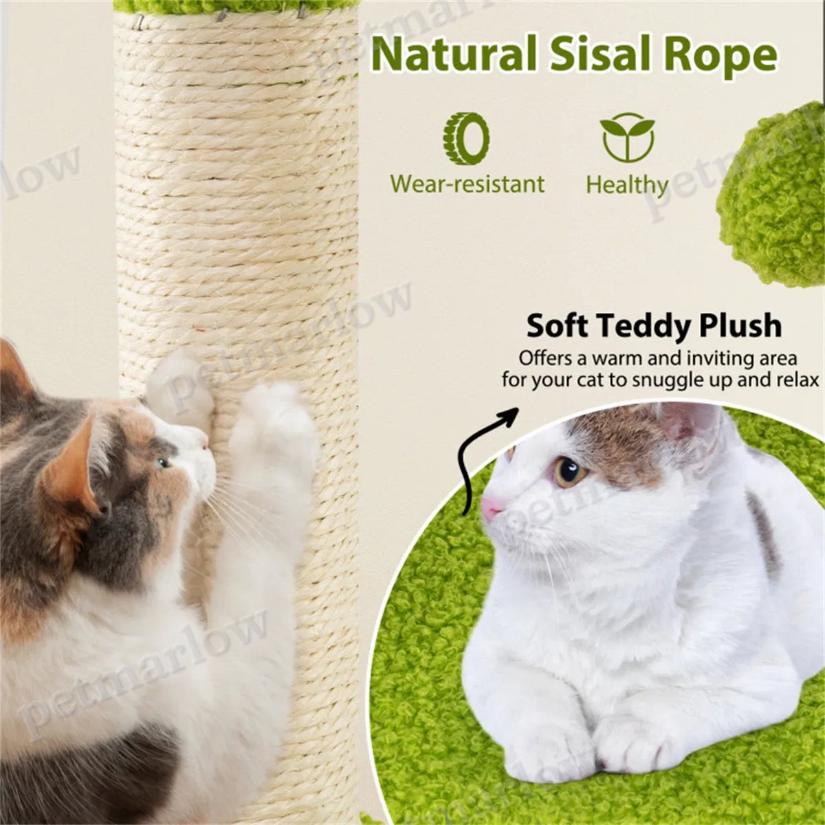 48" Cat Tree with Tropical Leaves for Play and Relaxation – view 5