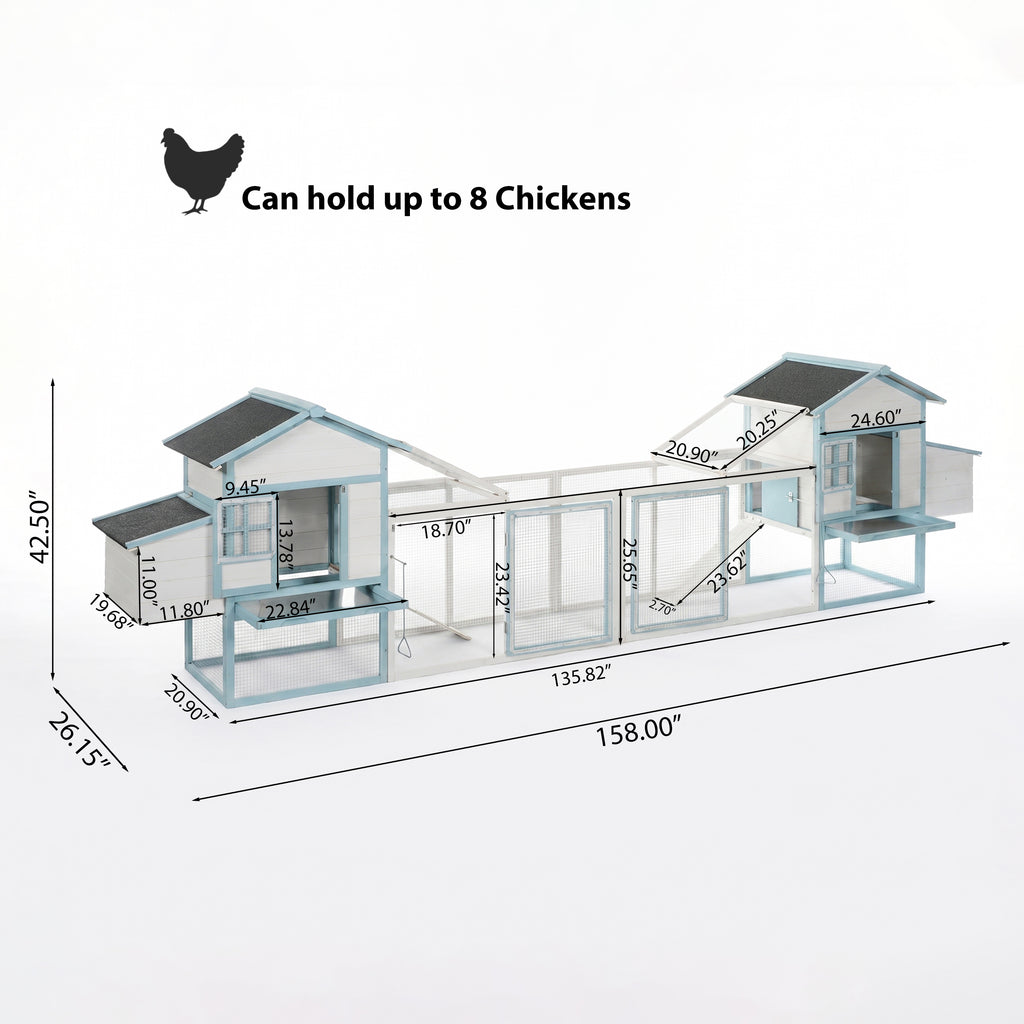 Large Wooden Chicken Coop with Double Nesting Boxes and Outdoor Run – view 7
