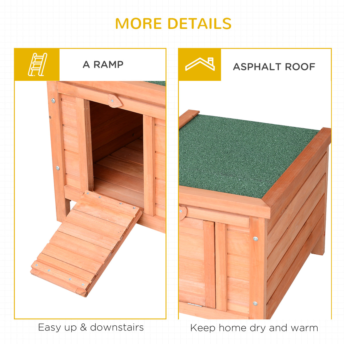 Wooden Rabbit Hutch with Openable Roof for Small Animals – view 7
