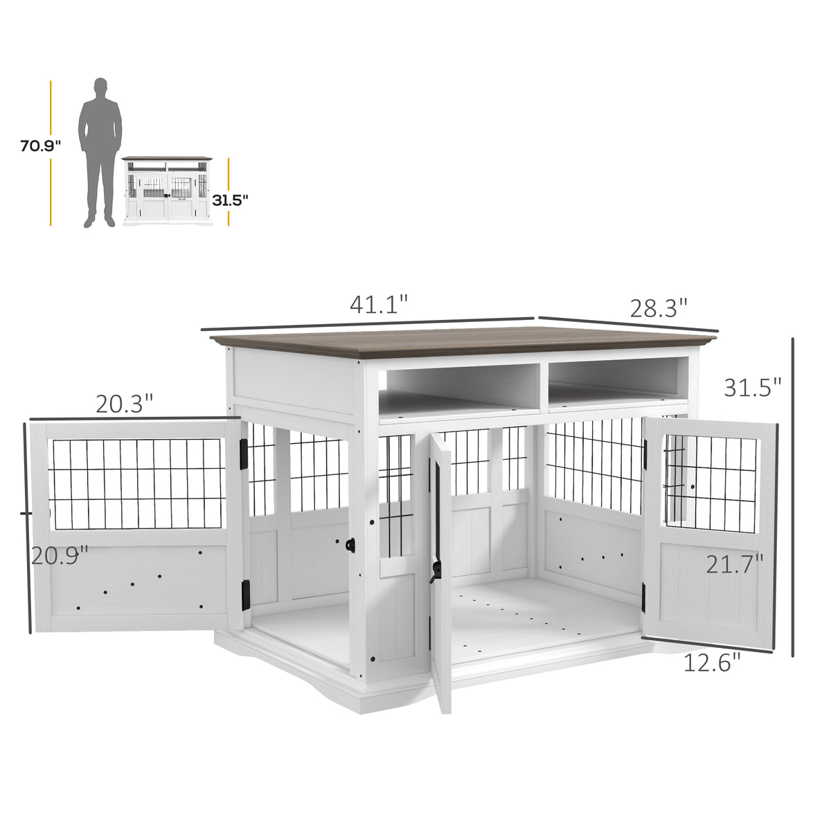 Dog Kennel Furniture Side Table with Storage for Small Dogs – view 8
