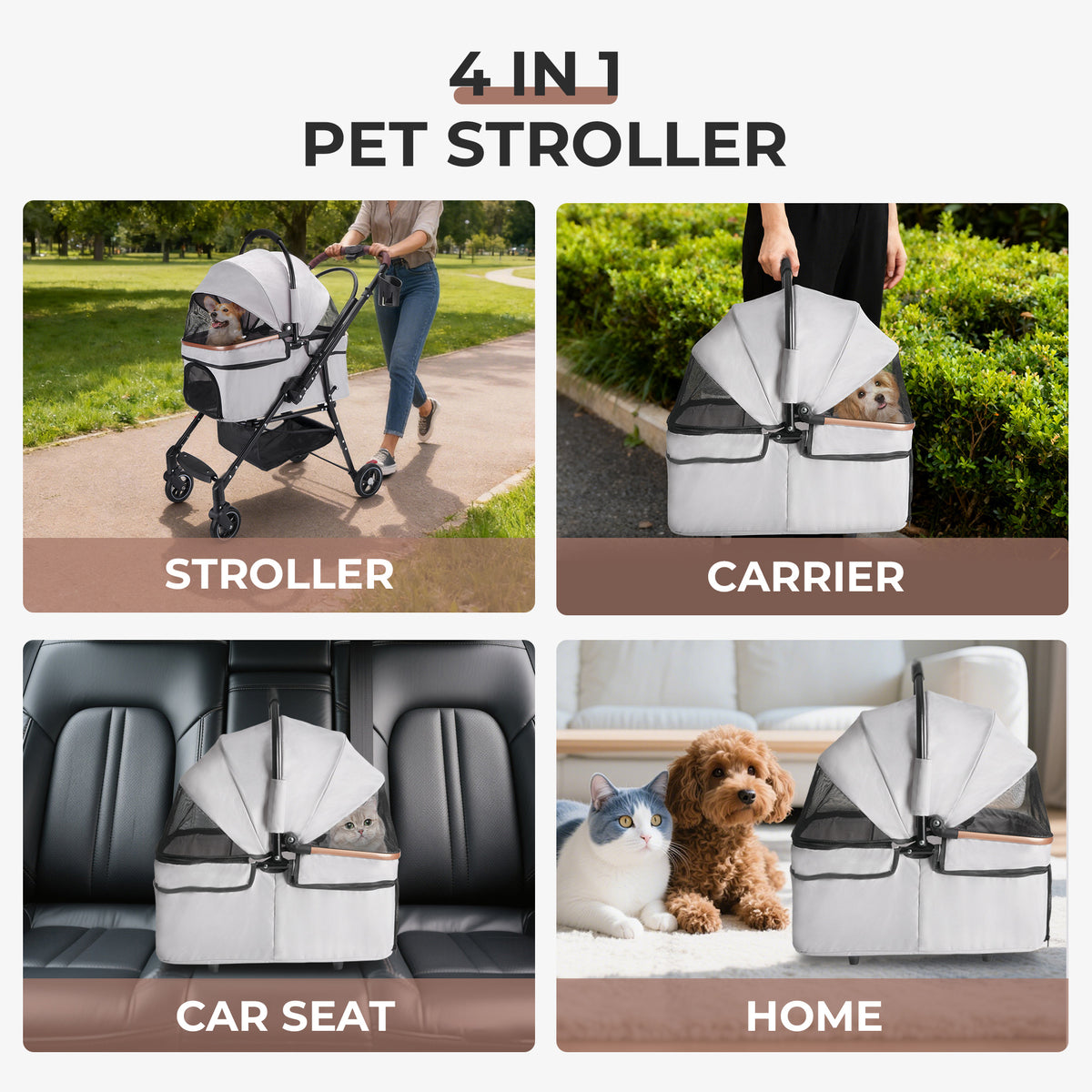 Foldable Pet Stroller For Small Dogs & Cats – view 8