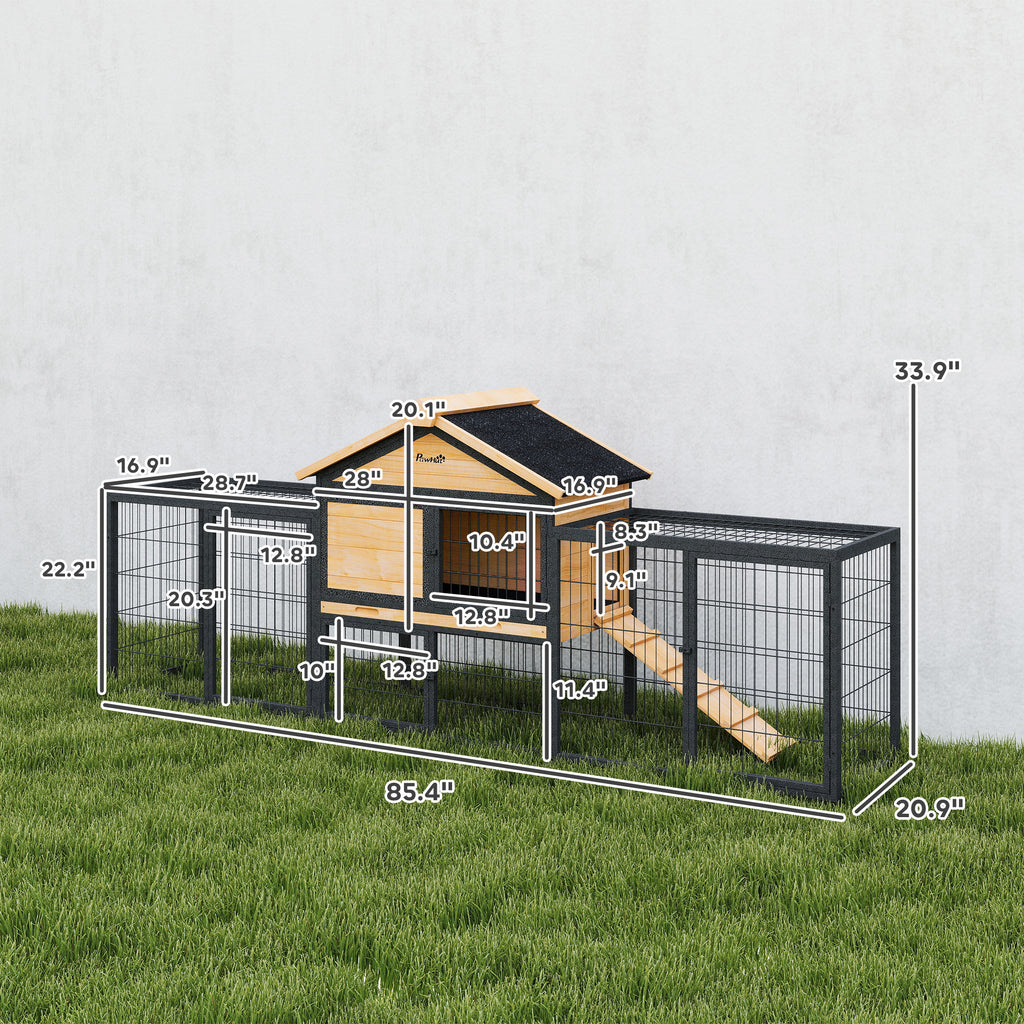Wooden Rabbit Hutch with Steel Run and Removable Tray – view 8