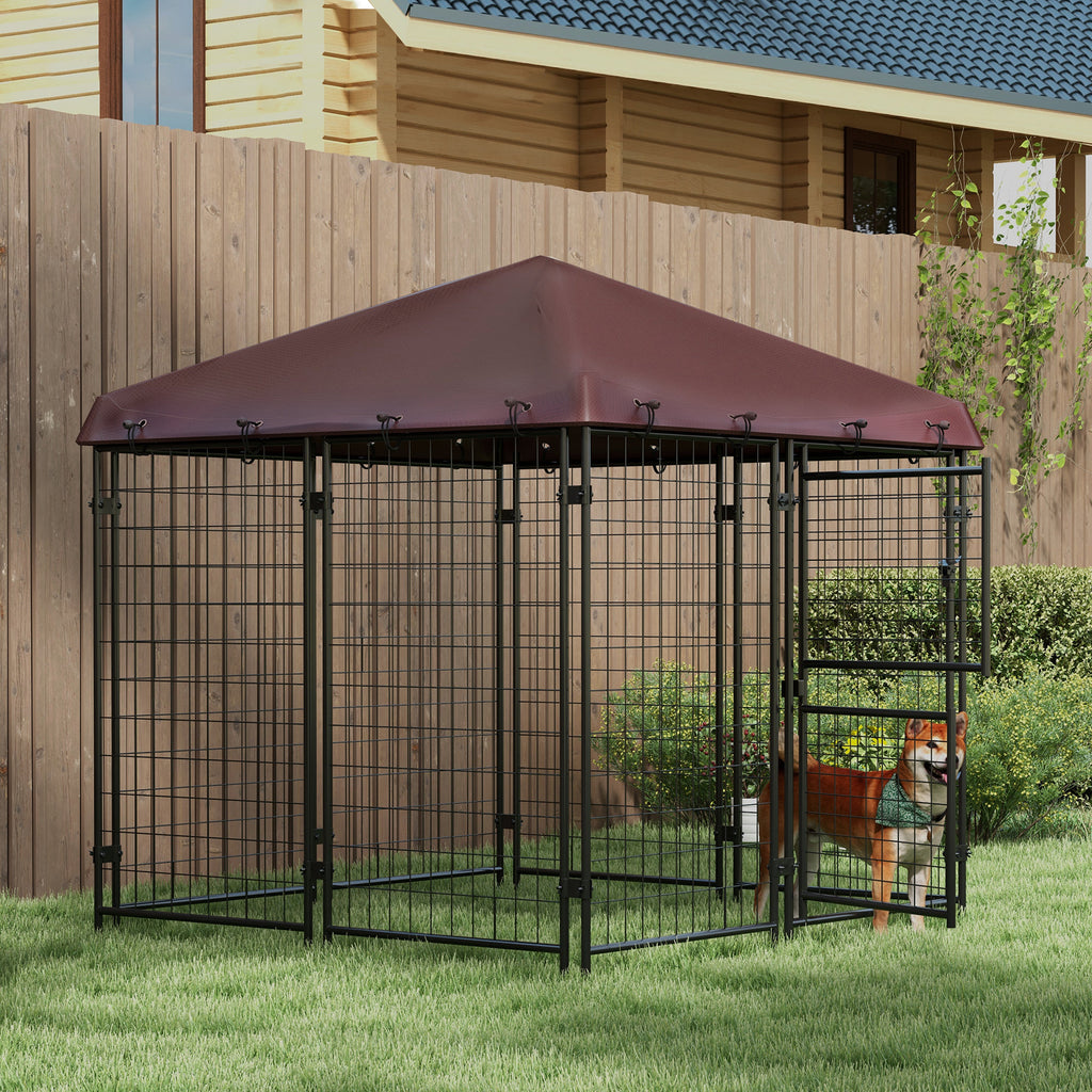 Outdoor Dog Kennel with Waterproof Canopy for Comfort – view 9