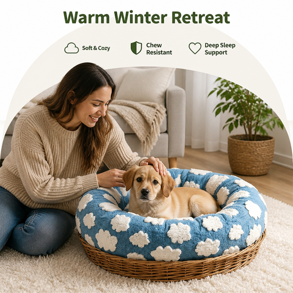 Petmarlow Chew-Resistant Cotton & Anti-Slip Donut Dog Bed – view 7