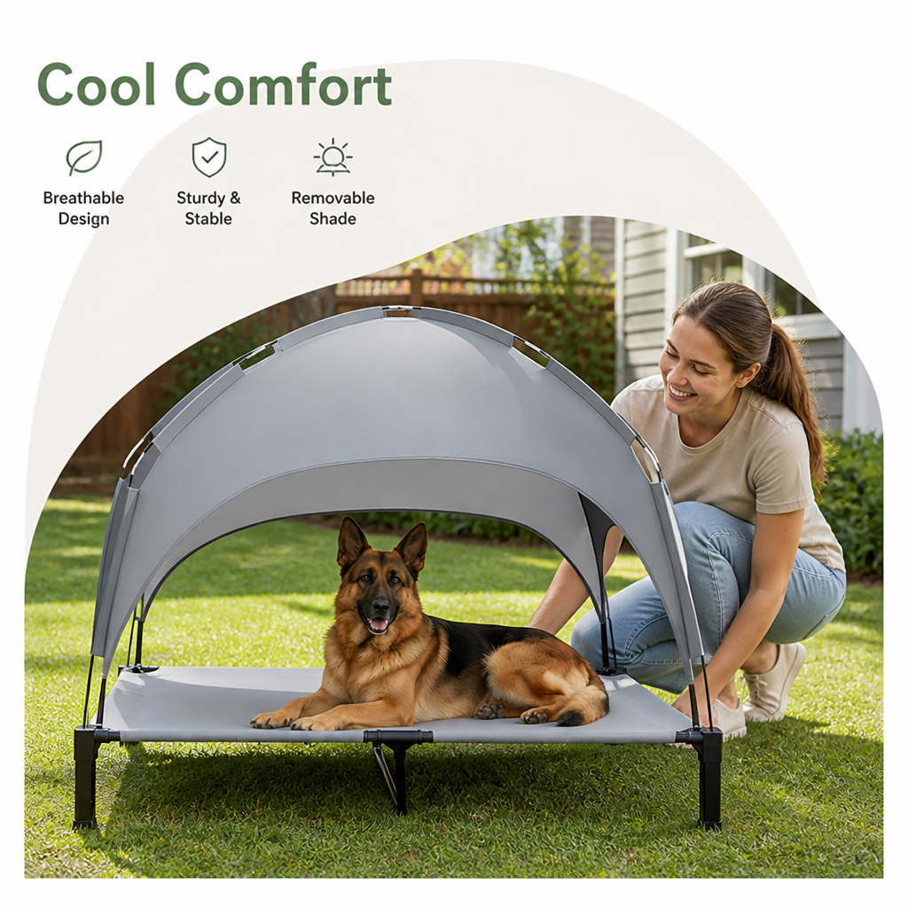 Petmarlow Elevated Aluminum Outdoor Dog Bed (Removable Canopy) – view 9