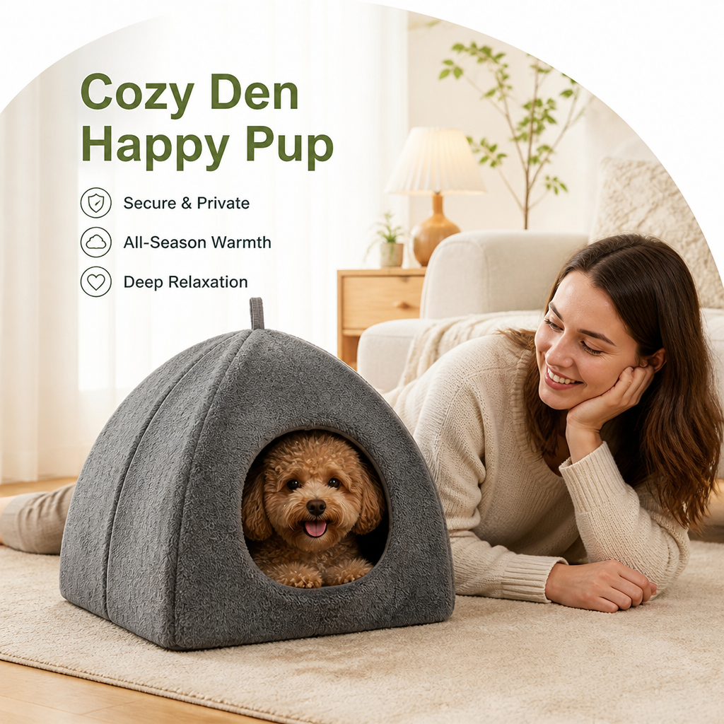 DogBedHouse Enclosed Triangular Plush Cat Bed – view 8